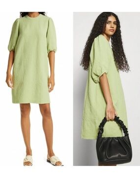 Samsoe Junis Crewneck Shift Dress Tarragon Green Casual Women’s Small